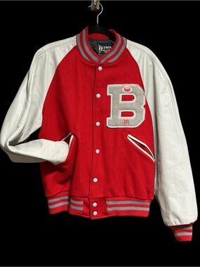 VTG Butwin Wool/Leather varsity jacket W/gray sleeves SIZE CHECK MEASUREMENTS